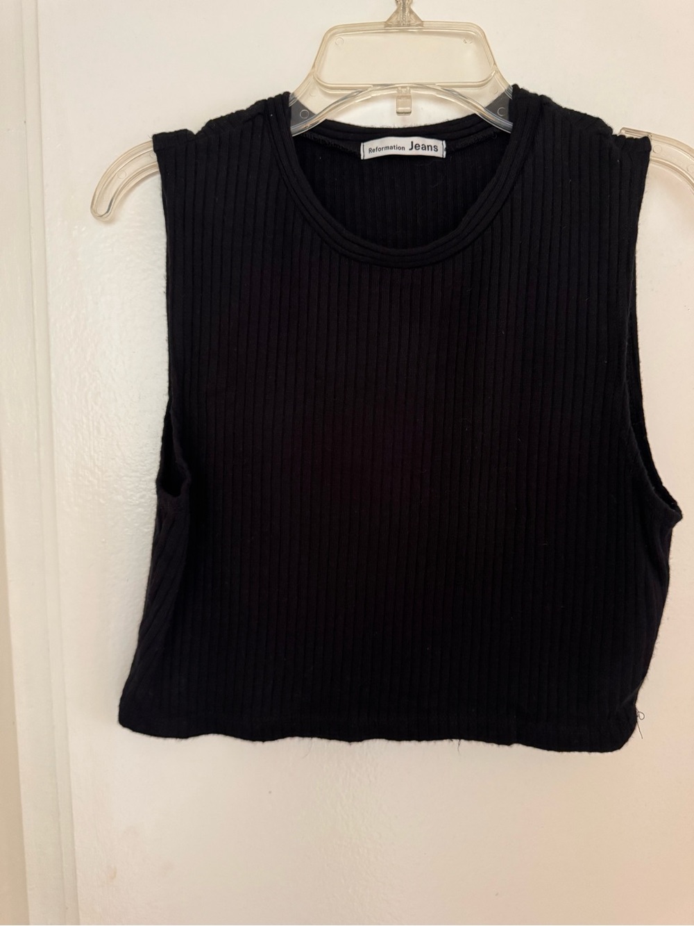 Reformation Black Ribbed Cropped Tank